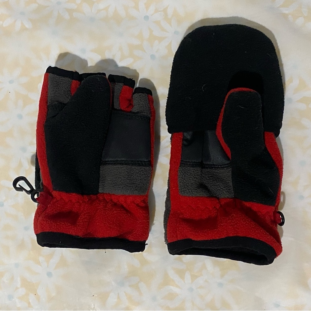 GAP‎ Kids Black and Red Winter Convertible Gloves/Mittens